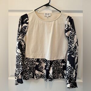 CROSBY by Mollie Burch Cream and Black Long Sleeve Blouse